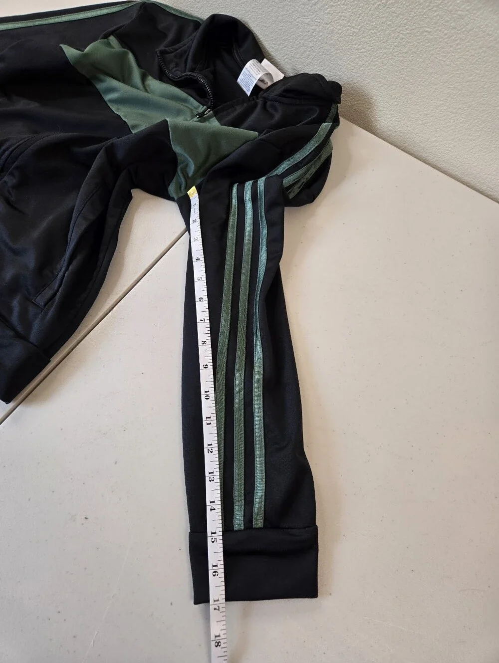 Adidas Black and Green Kids' Track Jacket Large 14/16